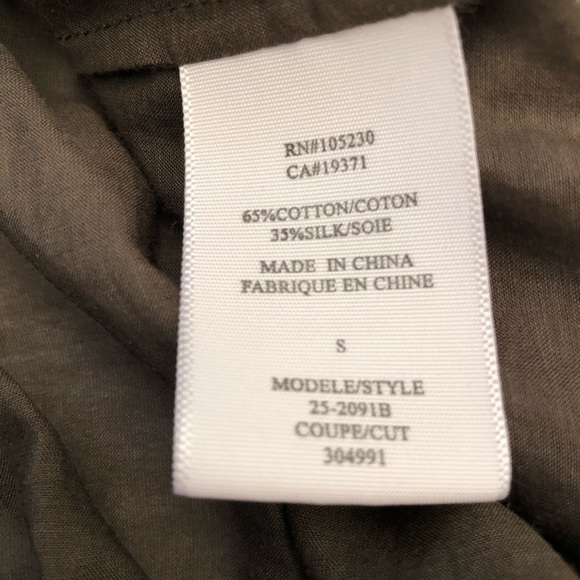 Joie Brown Embroidered Wooden Buttons Silk Blend Short Sleeve Blouse Top Small - Picture 9 of 16